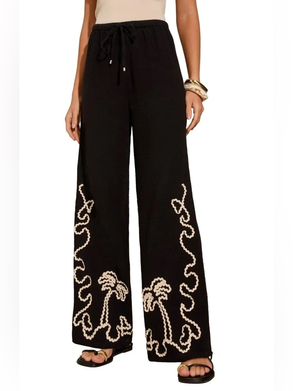 Friends Like These Palm Cornelli Tie Waist Wide Leg Pants